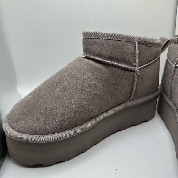 CUSHIONAIRE Women's Genuine Suede pull platform boot +Memory Foam 8.5 GRAY - Picture 7 of 7